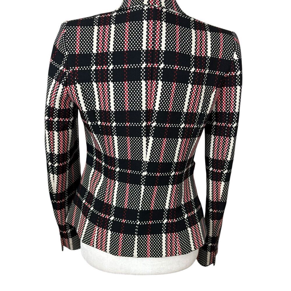 1.State Blazer Womens Size 4 Black Red Digital Plaid Fitted Preppy Vintage Y2K - Picture 6 of 14